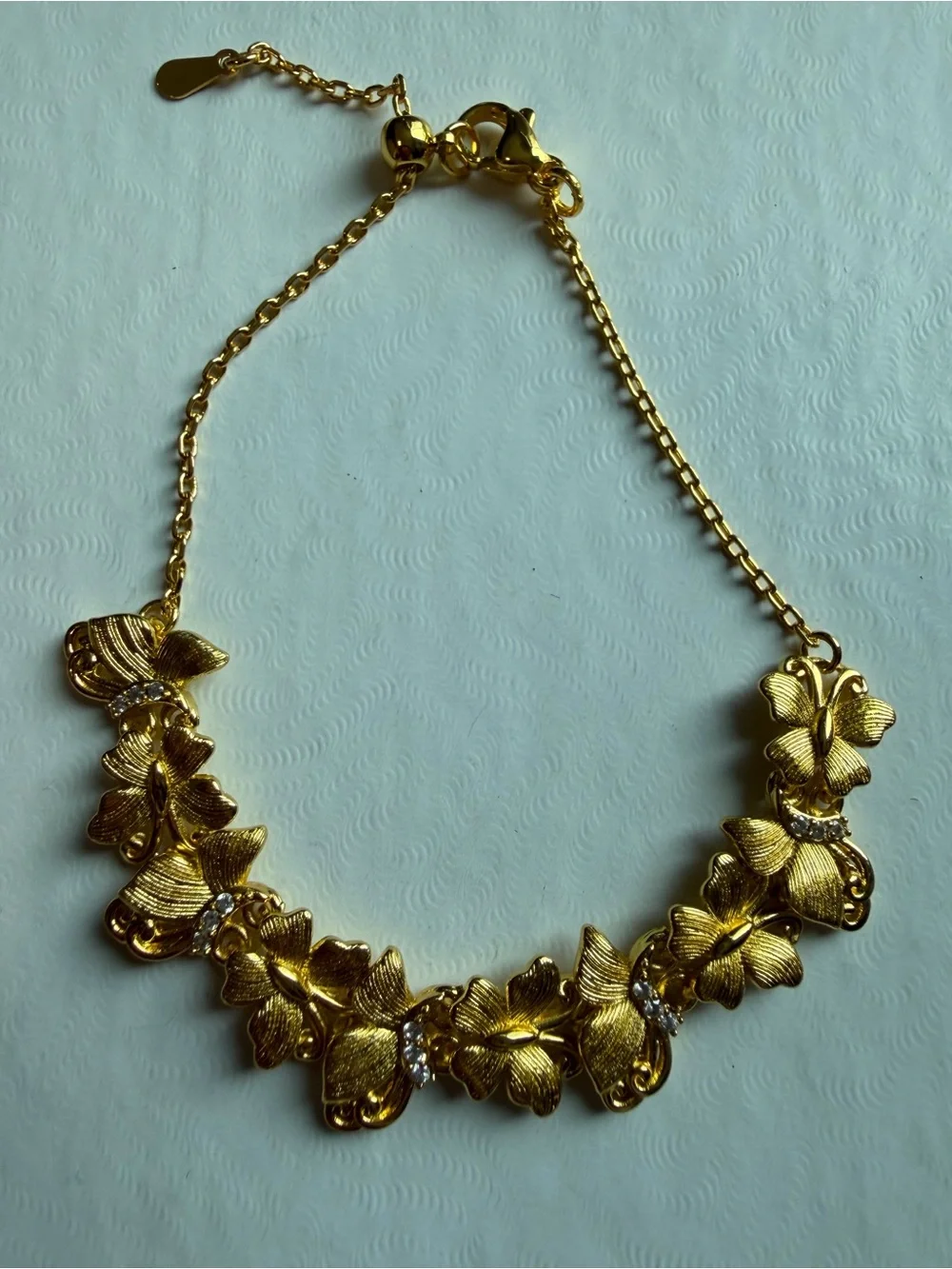 Gold Floral Butterfly Link Bracelet - Women Jewelry